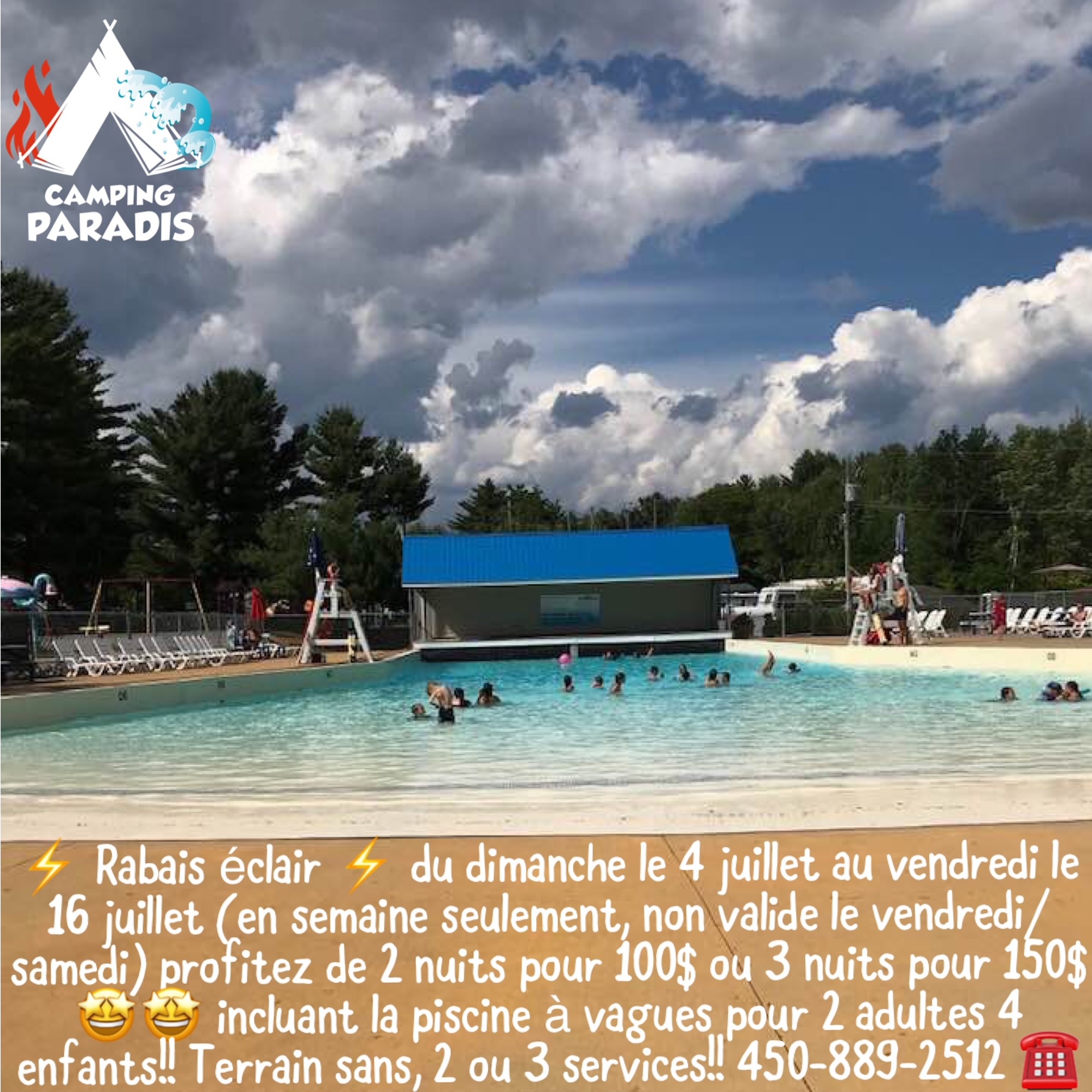 2 nuit pour 100$ 3 nuit pour 150$